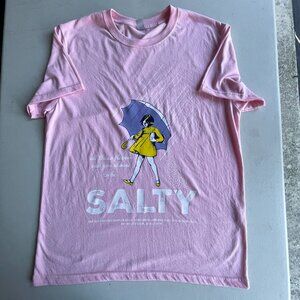 Don't Be Salty T-Shirt 100% Cotton Morton Salt Parody Graphic Tee Pink Large L